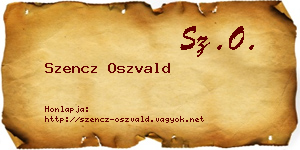Szencz Oszvald névjegykártya